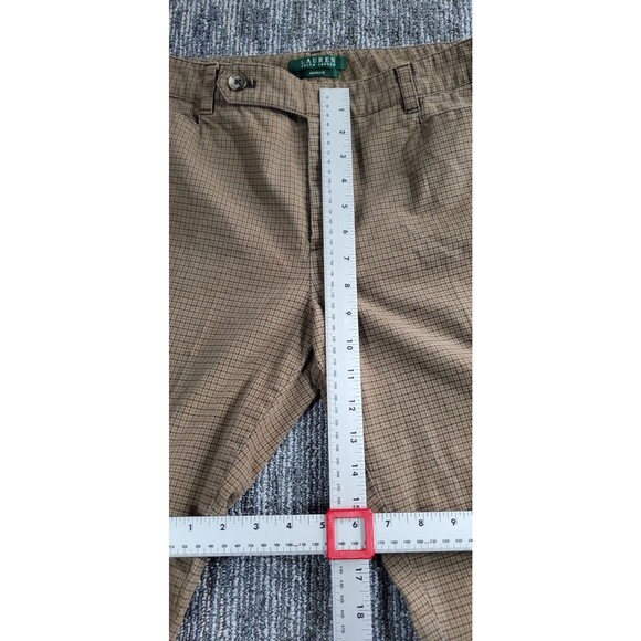 Lauren Ralph Lauren Chino Pants Women's 10 Brown Houndstooth Trousers Straight - Picture 12 of 13